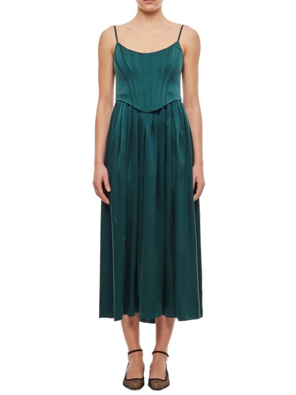 NWOT Zimmermann Jade Silk Corset Midi Dress XS Green Wedding Guest Slip